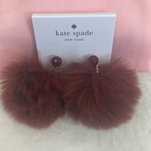 NWT Kate Spade Burgundy Pom Pom earrings